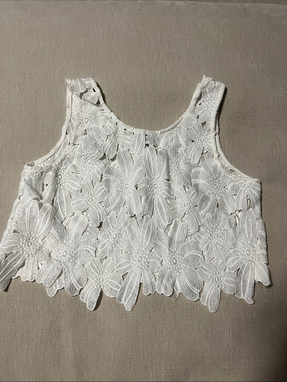 TOBY HEART GINGER White Floral Lace Cropped Tank Top